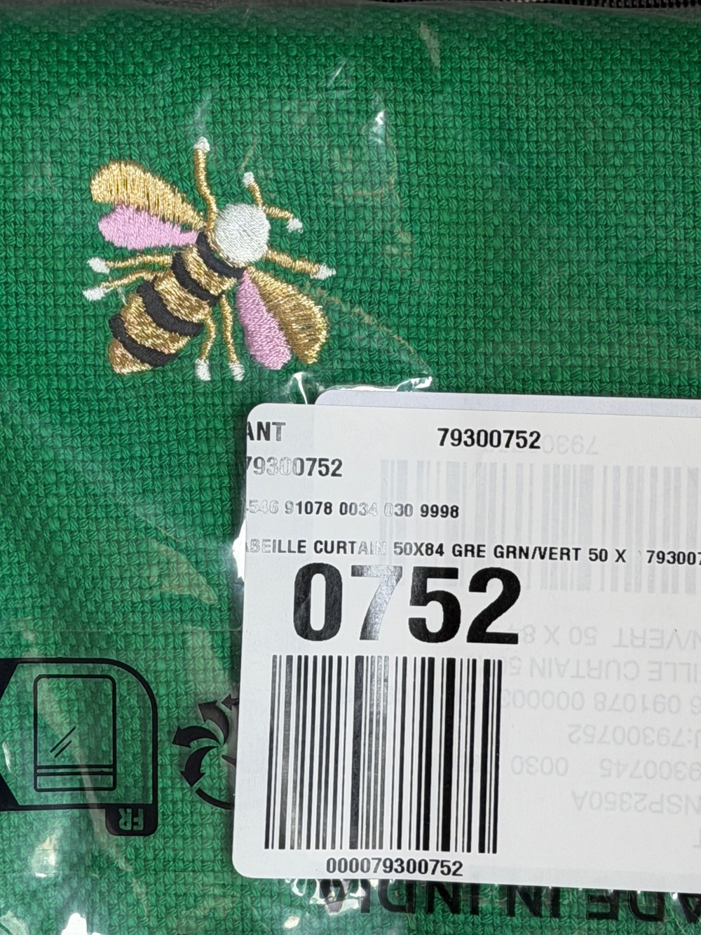 *new* pair of Anthropologie embroidered bees curtains (84” L x 50” W) - Picture 5 of 7